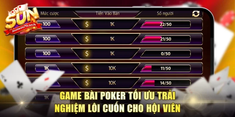 Game bài Poker tối ưu trải nghiệm lôi cuốn cho hội viên