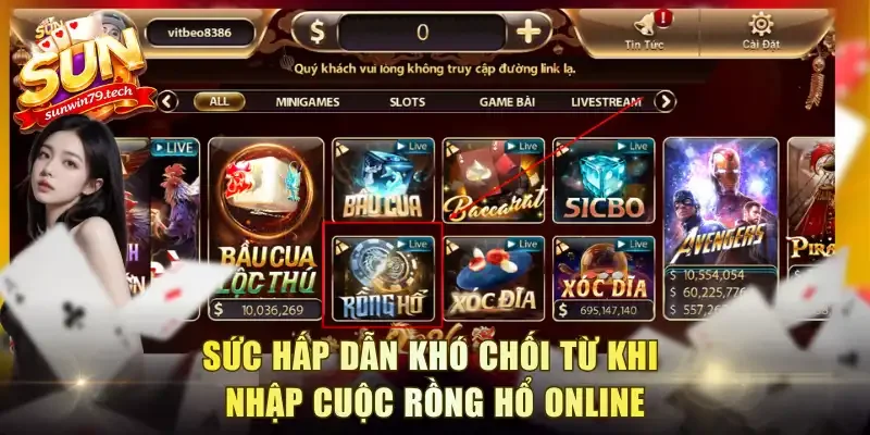 Sức hấp dẫn khó chối từ khi nhập cuộc Rồng hổ online
